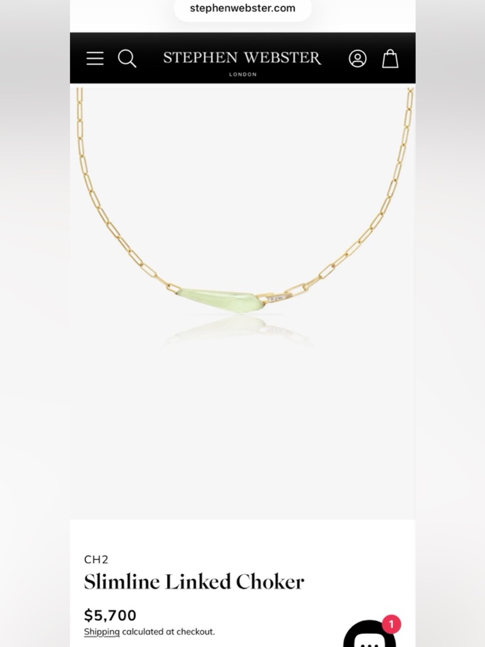 Stephen Webster Gold Linked Choker with Chrysolemon Crystal Haze shard